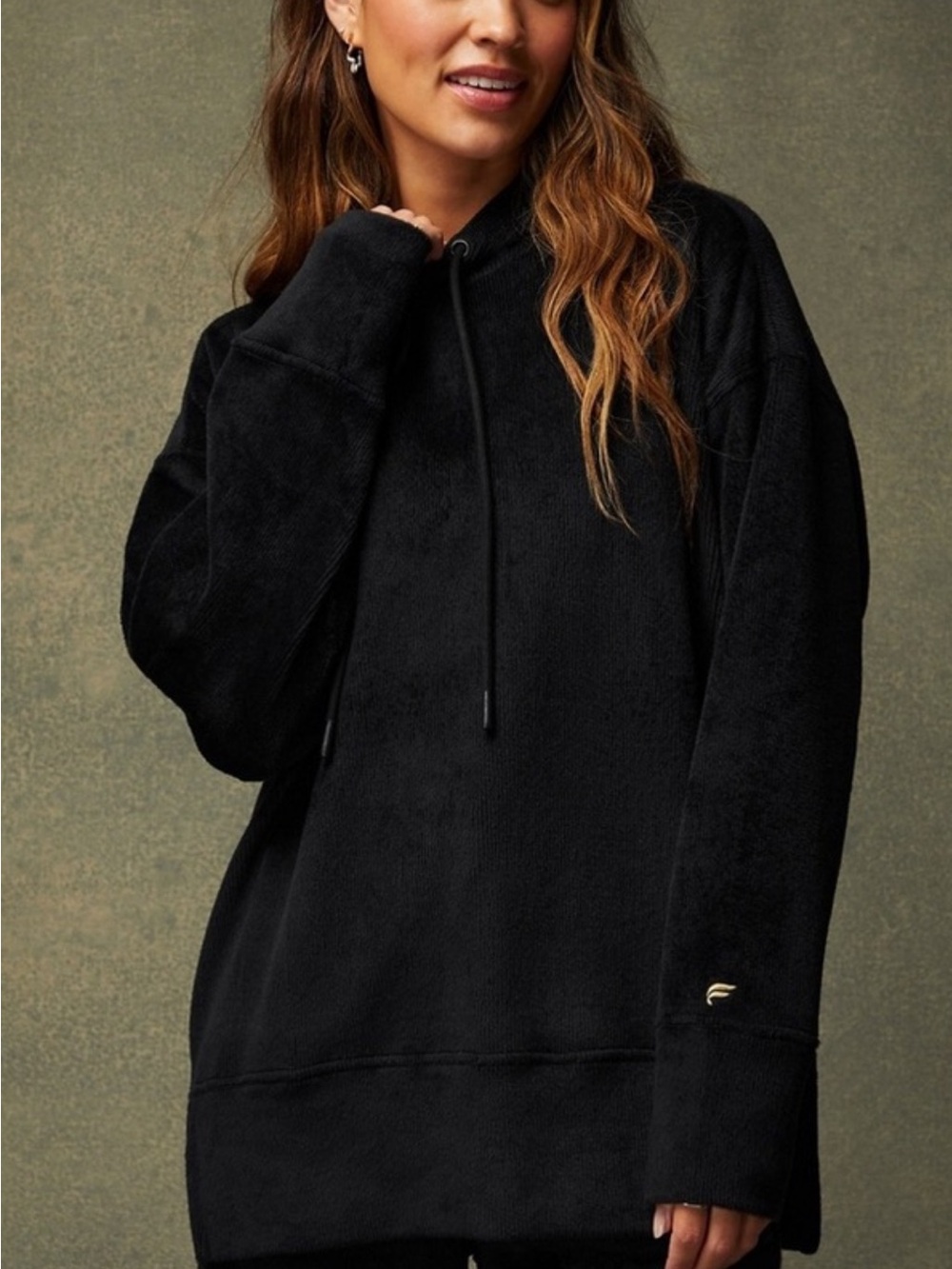 Fabletics Black Plush Cozy Cord Pullover Hoodie XXL/14/16 😍😍